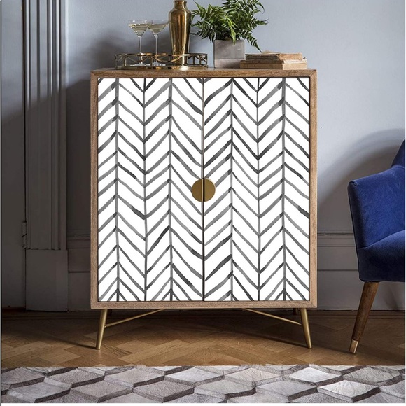 Peel & Stick Wallpaper Herringbone Navy Blue (x2) - Picture 10 of 16